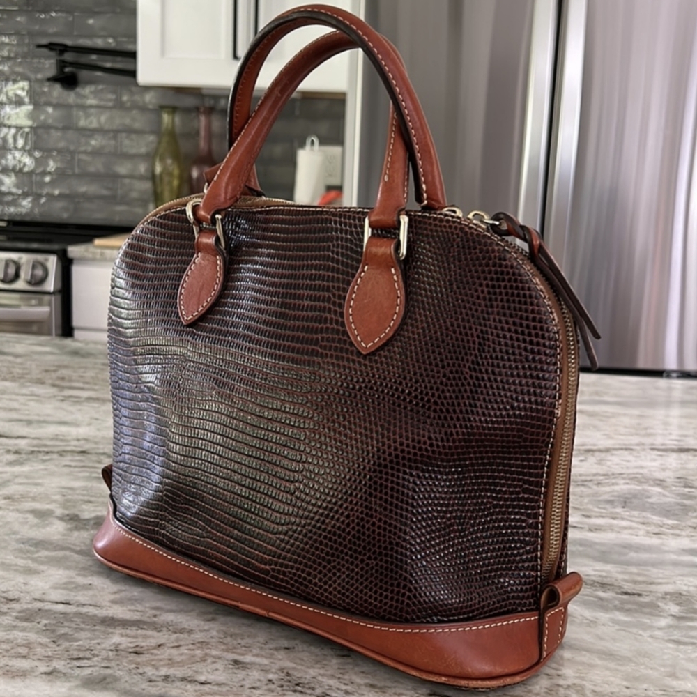 Dooney and Bourke Embossed Lizard Dome Satchel Bag